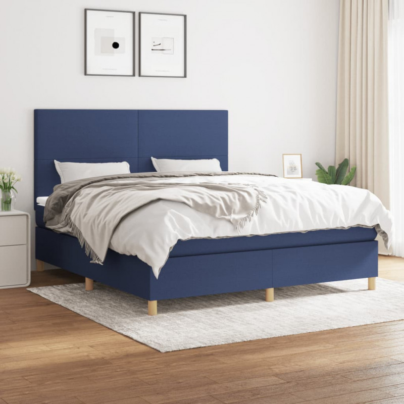 Boxspringbett mit Matratze Blau 160x200 cm Stoff