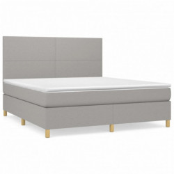 Boxspringbett mit Matratze Hellgrau 180x200 cm Stoff