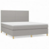 Boxspringbett mit Matratze Hellgrau 180x200 cm Stoff