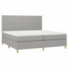 Boxspringbett mit Matratze Hellgrau 200x200 cm Stoff