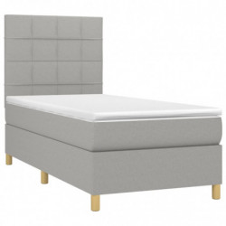 Boxspringbett mit Matratze Hellgrau 90x200 cm Stoff