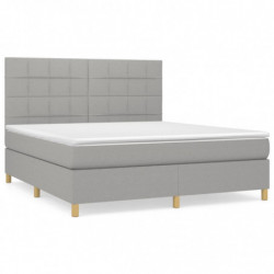 Boxspringbett mit Matratze Hellgrau 180x200 cm Stoff