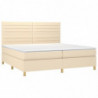 Boxspringbett mit Matratze Creme 200x200 cm Stoff