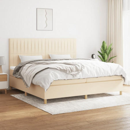 Boxspringbett mit Matratze Creme 200x200 cm Stoff