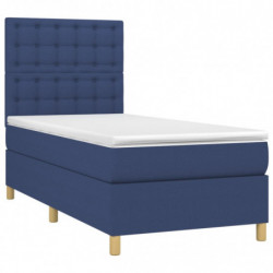 Boxspringbett mit Matratze Blau 90x200 cm Stoff