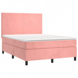 Boxspringbett mit Matratze Rosa 140x190 cm Samt