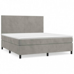 Boxspringbett mit Matratze Hellgrau 180x200 cm Samt