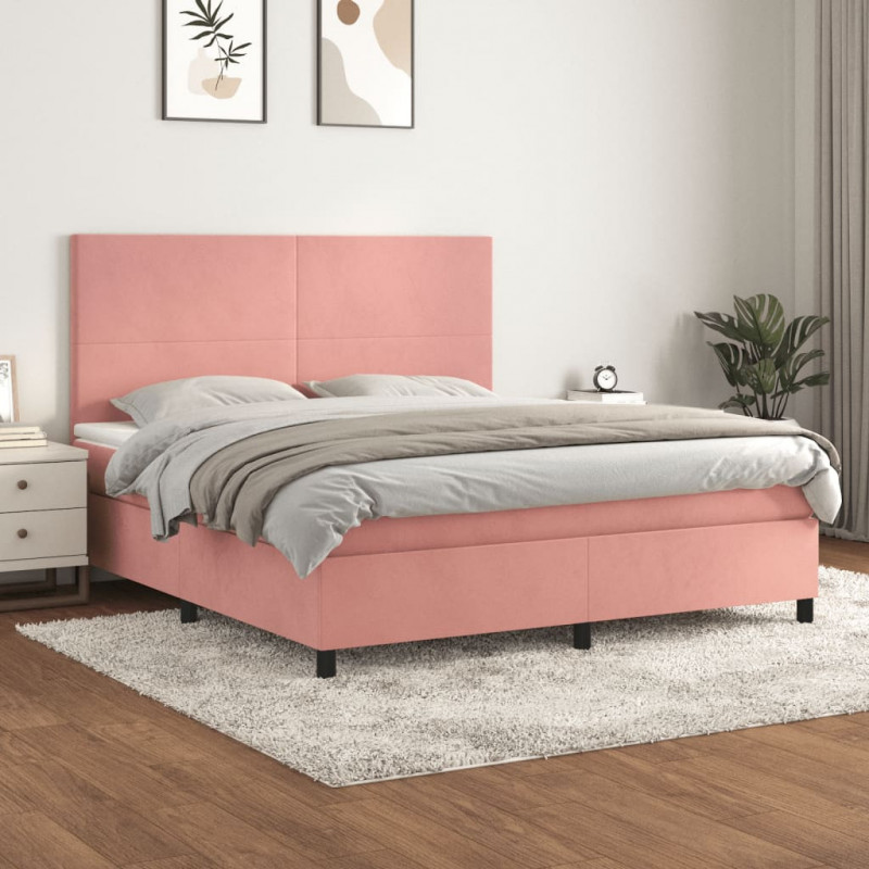 Boxspringbett mit Matratze Rosa 180x200 cm Samt