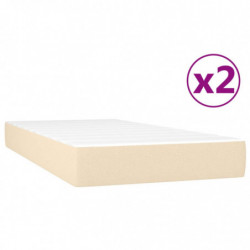 Boxspringbett mit Matratze Creme 200x200 cm Stoff