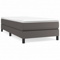 Boxspringbett mit Matratze Grau 90x200 cm Kunstleder