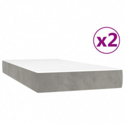 Boxspringbett mit Matratze Hellgrau 200x200 cm Samt