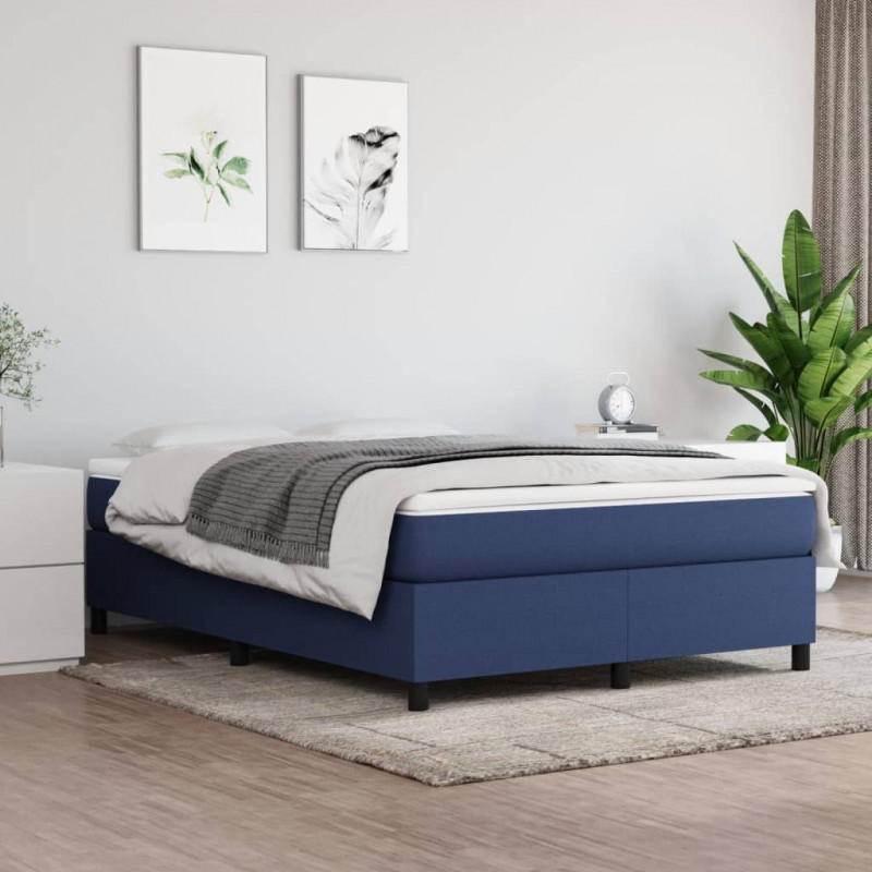 Boxspringbett mit Matratze Blau 140x200 cm Stoff