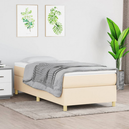 Boxspringbett mit Matratze Creme 90x190 cm Stoff