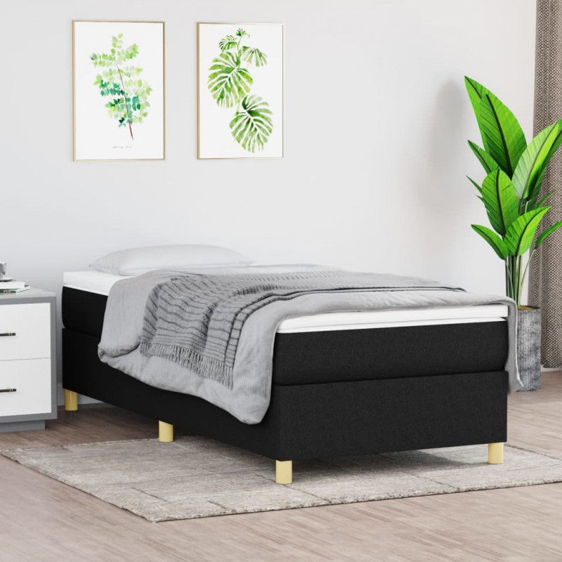 Boxspringbett mit Matratze Schwarz 100x200 cm Stoff