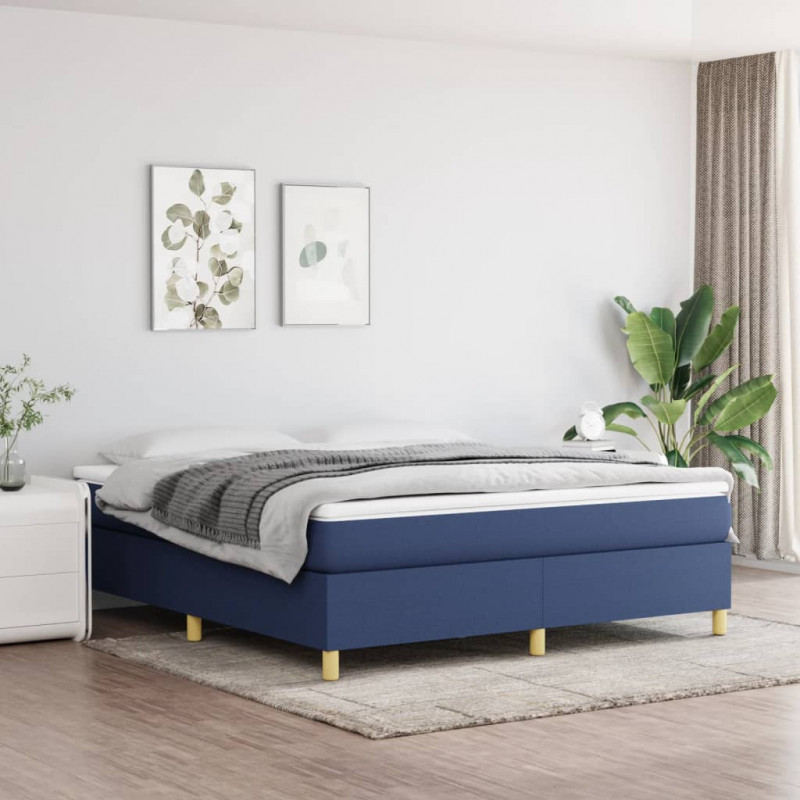 Boxspringbett mit Matratze Blau 180x200 cm Stoff