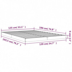 Massivholzbett Schwarz 135x190 cm Kiefer 4FT6 Double