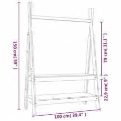 Kleiderschrank Schwarz 100x45,5x150 cm Massivholz Kiefer