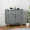 Sideboard MOLDE Grau 76,5x40x80 cm Massivholz Kiefer