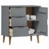 Sideboard MOLDE Grau 76,5x40x80 cm Massivholz Kiefer