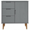 Sideboard MOLDE Grau 76,5x40x80 cm Massivholz Kiefer