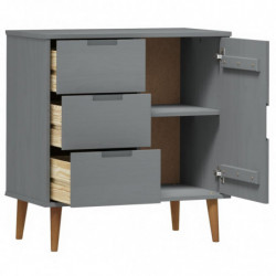 Sideboard MOLDE Grau 76,5x40x80 cm Massivholz Kiefer