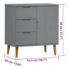 Sideboard MOLDE Grau 76,5x40x80 cm Massivholz Kiefer