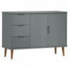 Sideboard MOLDE Grau 113x40x80 cm Massivholz Kiefer