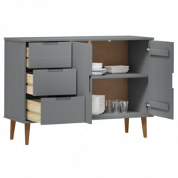 Sideboard MOLDE Grau 113x40x80 cm Massivholz Kiefer