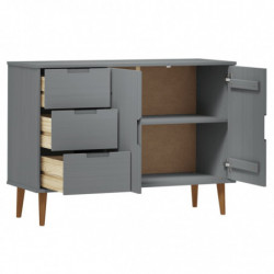 Sideboard MOLDE Grau 113x40x80 cm Massivholz Kiefer