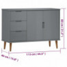 Sideboard MOLDE Grau 113x40x80 cm Massivholz Kiefer