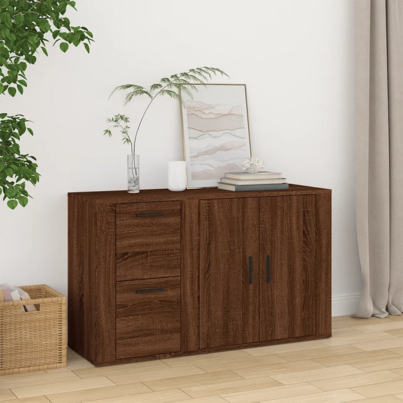 Sideboard Braun Eichen-Optik 100x33x59,5 cm Holzwerkstoff