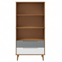 Bücherregal MOLDE Braun 85x35x170,5 cm Massivholz Kiefer