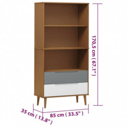 Bücherregal MOLDE Braun 85x35x170,5 cm Massivholz Kiefer