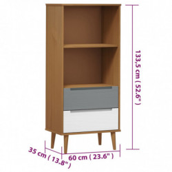 Bücherregal MOLDE Braun 60x35x133,5 cm Massivholz Kiefer