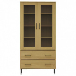 Bücherschrank OSLO Metallbeine Braun 85x35x172,5 cm Massivholz