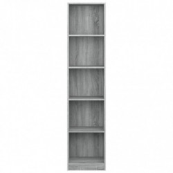 Bücherregal 5 Fächer Grau Sonoma 40x24x175 cm Holzwerkstoff