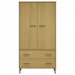 Kleiderschrank OSLO Metallbeinen Braun 90x55x172,5cm Massivholz