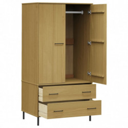 Kleiderschrank OSLO Metallbeinen Braun 90x55x172,5cm Massivholz