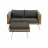 2er Sofa Molde mit Fußhocker Rundrattan natura 40 cm (Hellbraun)