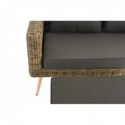 2er Sofa Molde mit Fußhocker Rundrattan natura 40 cm (Hellbraun)