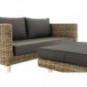 2er Sofa Molde mit Fußhocker Rundrattan natura 40 cm (Hellbraun)