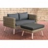 2er Sofa Molde mit Fußhocker Rundrattan natura 40 cm (Hellbraun)
