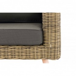 2er Sofa Molde mit Fußhocker Rundrattan natura 45 cm (Hellbraun)