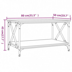 Couchtisch Räuchereiche 80x50x45 cm Holzwerkstoff und Eisen