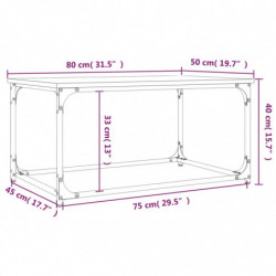 Couchtisch Braun Eichen-Optik 80x50x40 cm Holzwerkstoff Eisen