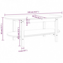 Couchtisch Schwarz 110x55x45 cm Massivholz Kiefer