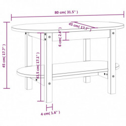 Couchtisch Schwarz 80x45x45 cm Massivholz Kiefer