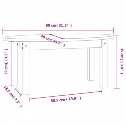 Couchtisch Grau 80x40x35 cm Massivholz Kiefer