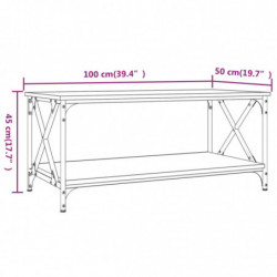 Couchtisch Schwarz 100x50x45 cm Holzwerkstoff und Eisen