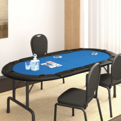 Poker-Tischauflage Klappbar 10 Spieler Blau 208x106x3 cm